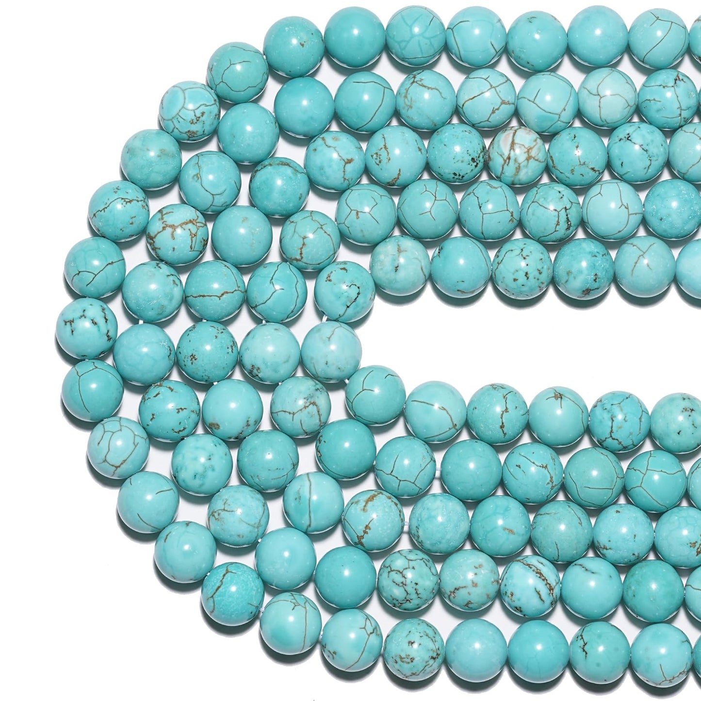 10mm Natural Blue Turquoise Gemstone Beads Polished Round Smooth Stone Beads for Bracelets Jewelry Making 15inch Loose Beads
