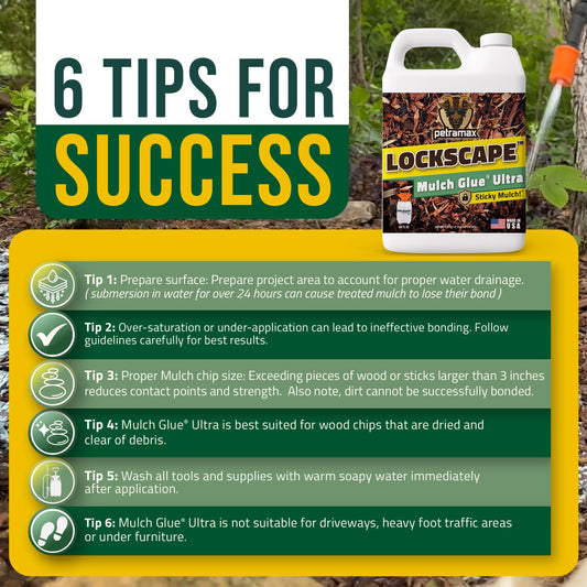 Lockscape Mulch Glue for Landscaping Ultra Concentrated (64 Ounce) - Lasts Up to 2 Years, Non-Toxic, Concentrated Landscape Binder - Strong Mulch and Pine Straw Glue for Landscaping, Pine Straw & More