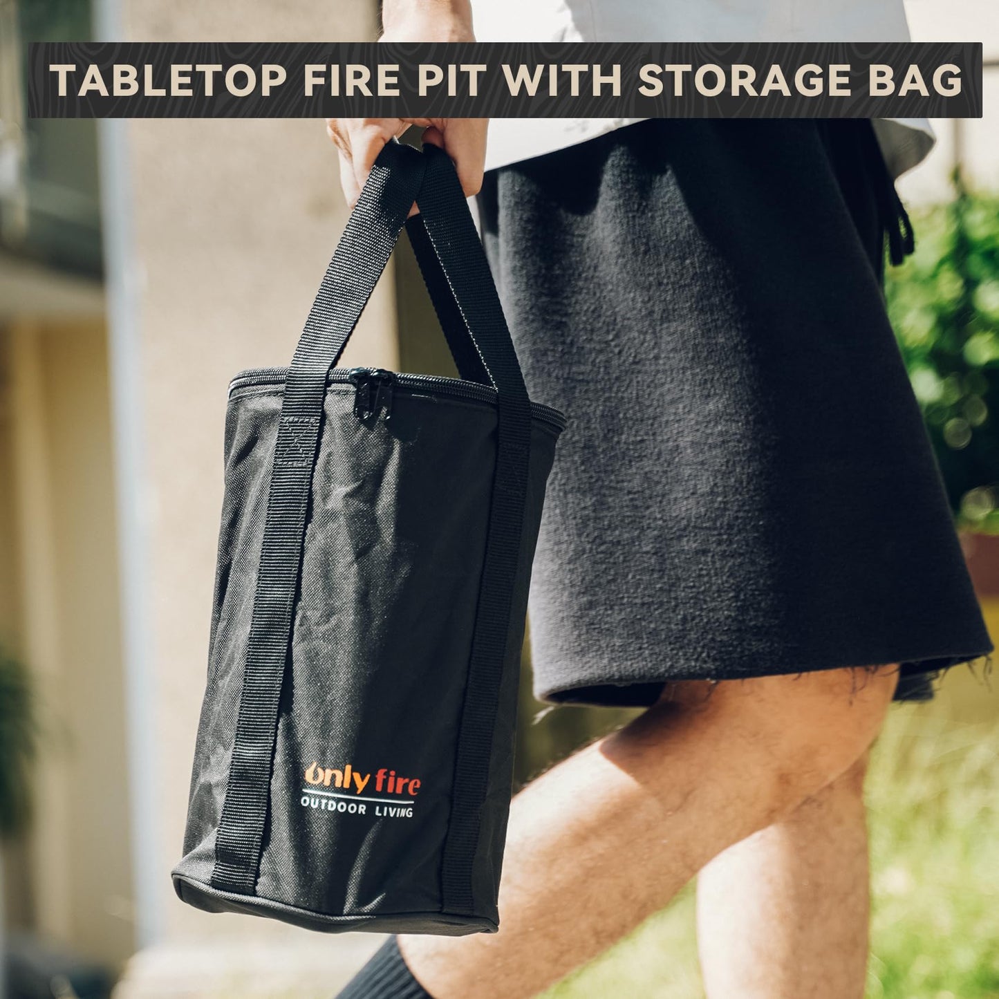 ONLYFIRE OUTDOOR LIVING 12" Tabletop Fireplace with Carrying Bag, Portable Fire Pit for Camping RV Tailgating Patio Backyard Bonfire, Smokeless Camp Stove, Stainless Steel, #FP054 Silver