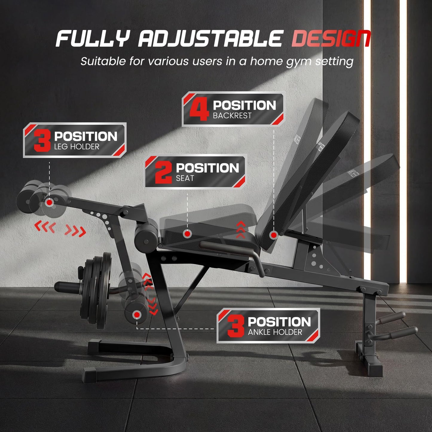 ANCHEER Leg Extension and Curl Machine, 880LBS Adjustable Leg Curl Machine, Seated Leg Extension and Lying Curl Machine for Home Gym, Leg Workout Equipment Compatible with 1" and 2" Plates