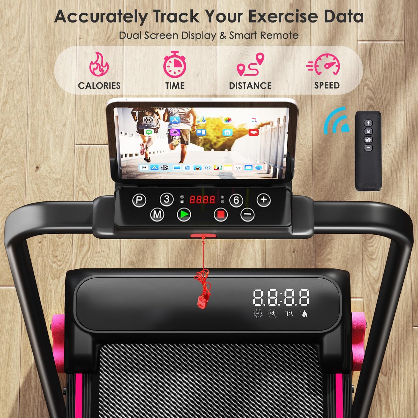 3-in-1 Walking Pad with Incline Portable Treadmill with Handle Bar for Home Office Under Desk Use Small Space Treadmill