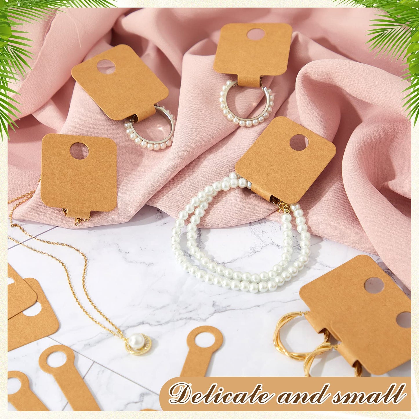 Ctosree 1000 Pcs Self Adhesive Bracelet Display Card Necklace Display Jewelry Packaging Selling Card for Keychain Earring Necklace Hairband and Scrunchies Hanging, 3.94 x 1.57 Inches(Brown)