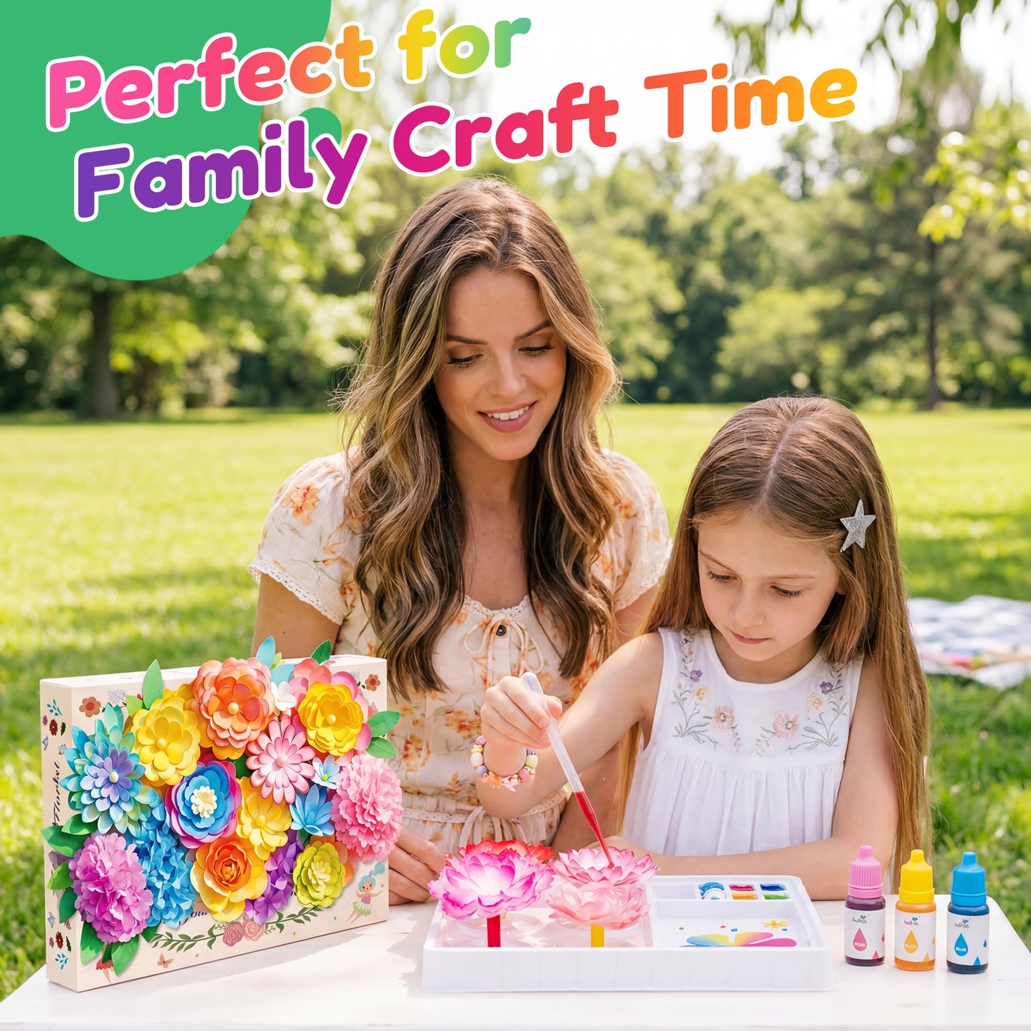 Kiditos Magic Flower Craft Kit for Girls, DIY Color Changing Flower Bouquet Craft & Science Kit, Arts & Crafts STEM Toy, Creative Birthday Gift for Kids Ages 6+
