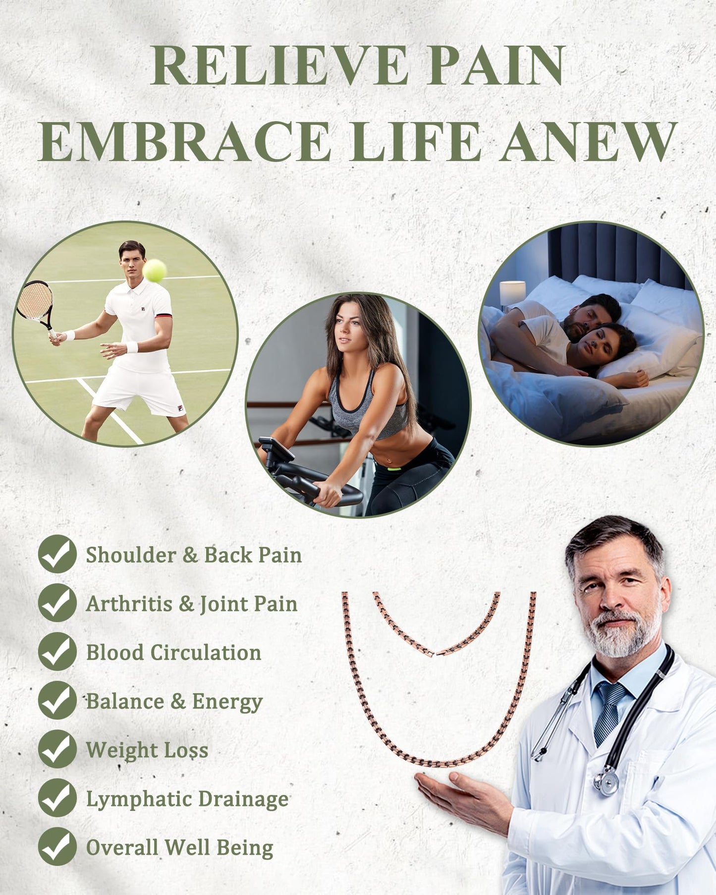 MagEnergy Copper Necklace for Men Women, Magnetic Necklace with 3500 Gauss Ultra Strength Neodymium Magnets, Adjustable Magnetic Jewelry with Sizing Tool