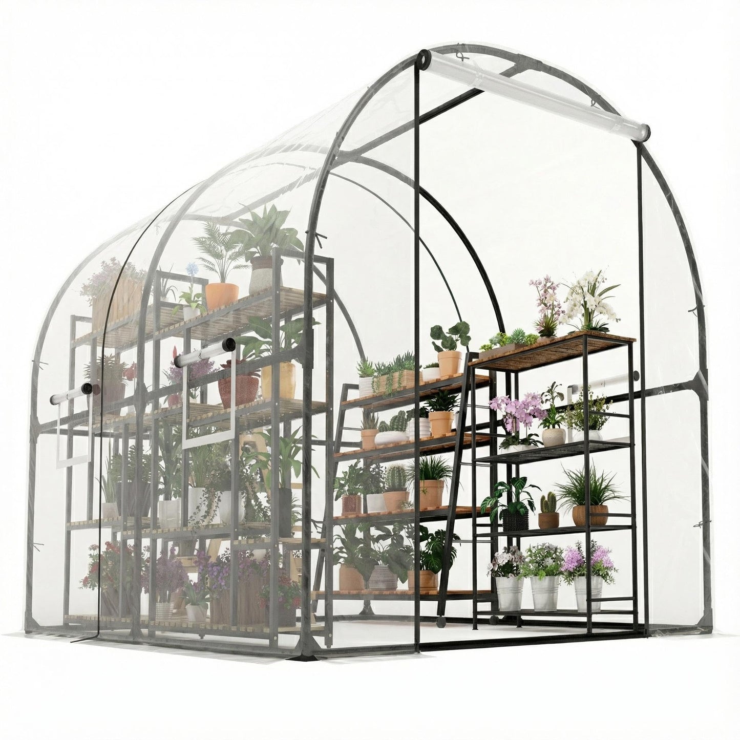 Greenhouses for Outdoors, 8.2 x 6.6 x 6.6 ft Premium Walk-in Greenhouse with Heavy-Duty Steel Frame & Watering System – Portable Outdoor Garden Hoop House for Year-Round Planting