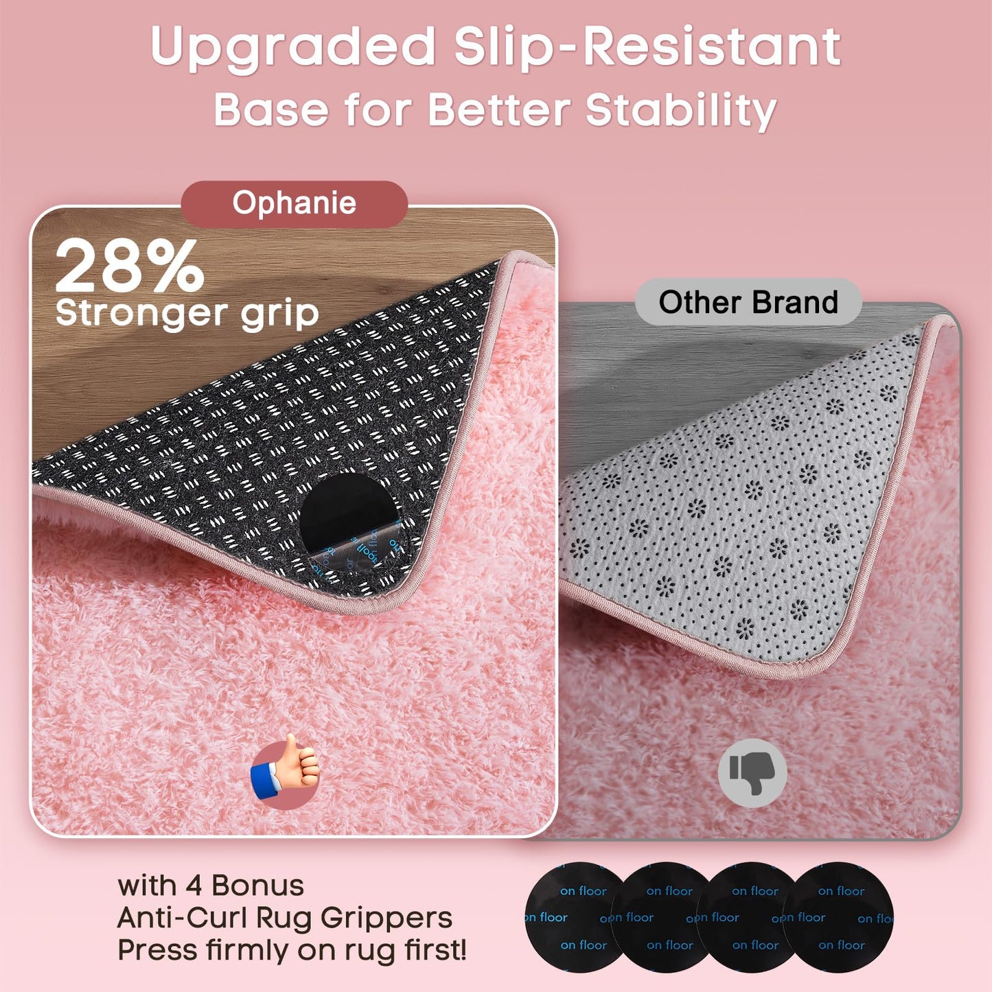 Ophanie Pink Rug for Bedroom Girls, Kids Fluffy Kawaii Fuzzy Furry Shag Area Rug, Cute Plush Soft Shaggy Bedside Indoor Floor 4x6 Carpet for Teen Nursery Dorm Home Room Decor Aesthetic