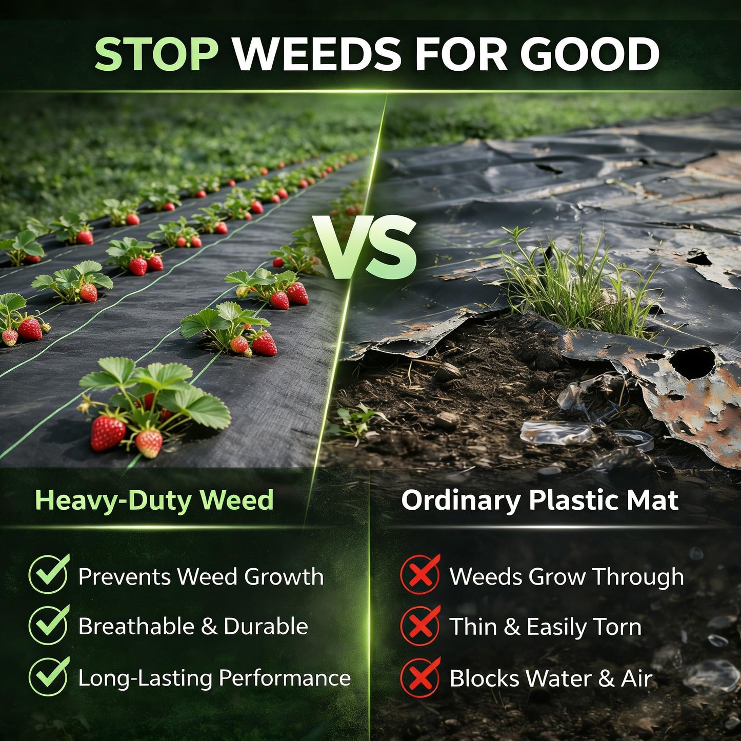 Sunifier Heavy Duty Weed Barrier Landscape Fabric, Woven Geotextile Ground Cover - Premium Weed Control Mat for Garden Beds, Driveways & Landscaping(1.3ft x 50ft)