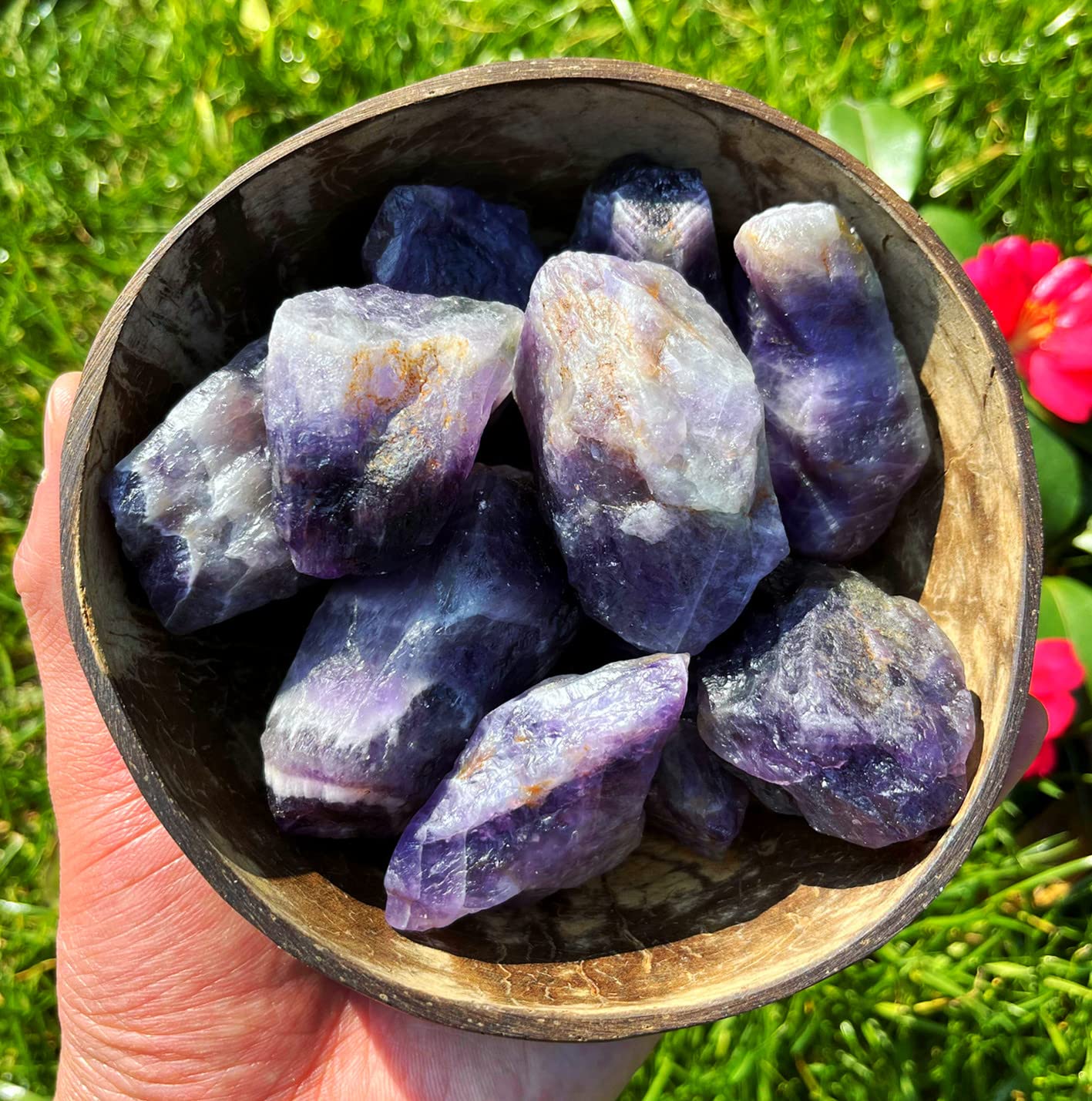 Simurg Amethyst Stone 1lb ''A'' Grade Dark Amethyst Rough Crystal ‌Aroma Stone for Cabbing, Tumbling, Cutting, Lapidary, Polishing, Reiki Crytsal Healing