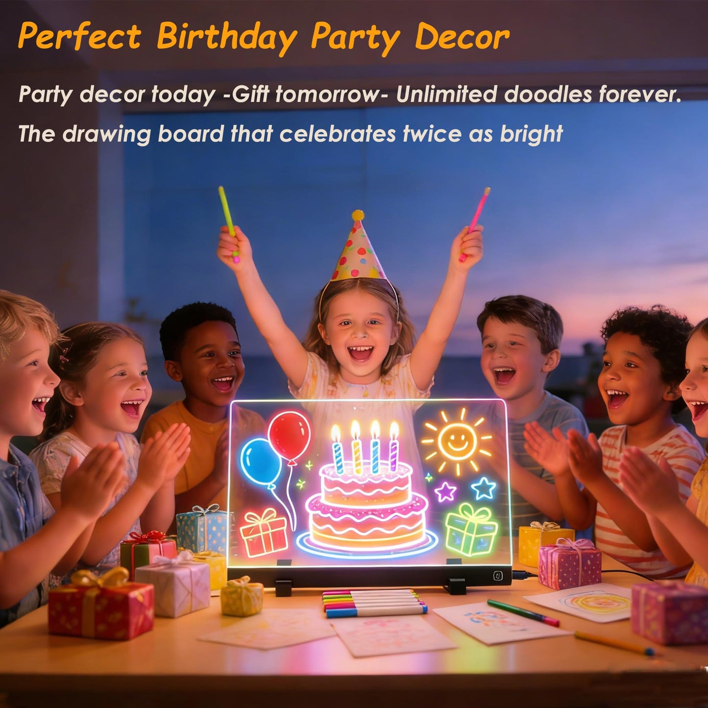 16-Inch LED Drawing Board for Kids | Light Up Doodle Board Glow Drawing Tablet | Reusable Kid Drawing Pad Toy | Arts Supplies Crafts for Kids Ages 4-8 | Creative Art Birthday Gifts for Girls Boys