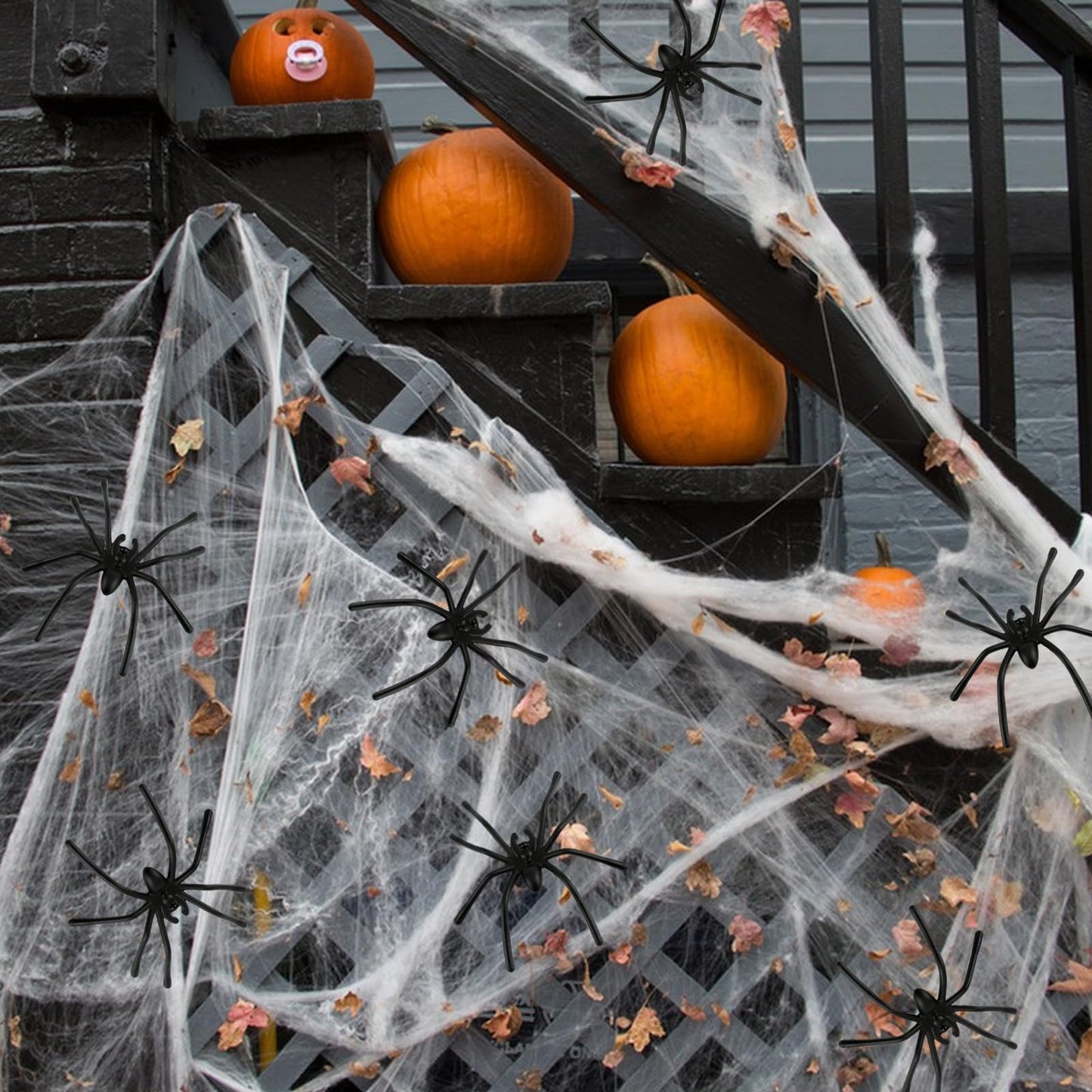 Oxivane Halloween Spider Webs Decorations 1000 sqft with 30 Fake Spiders, Super Stretchy Cobwebs for Halloween Decor Indoor and Outdoor Party Supplies