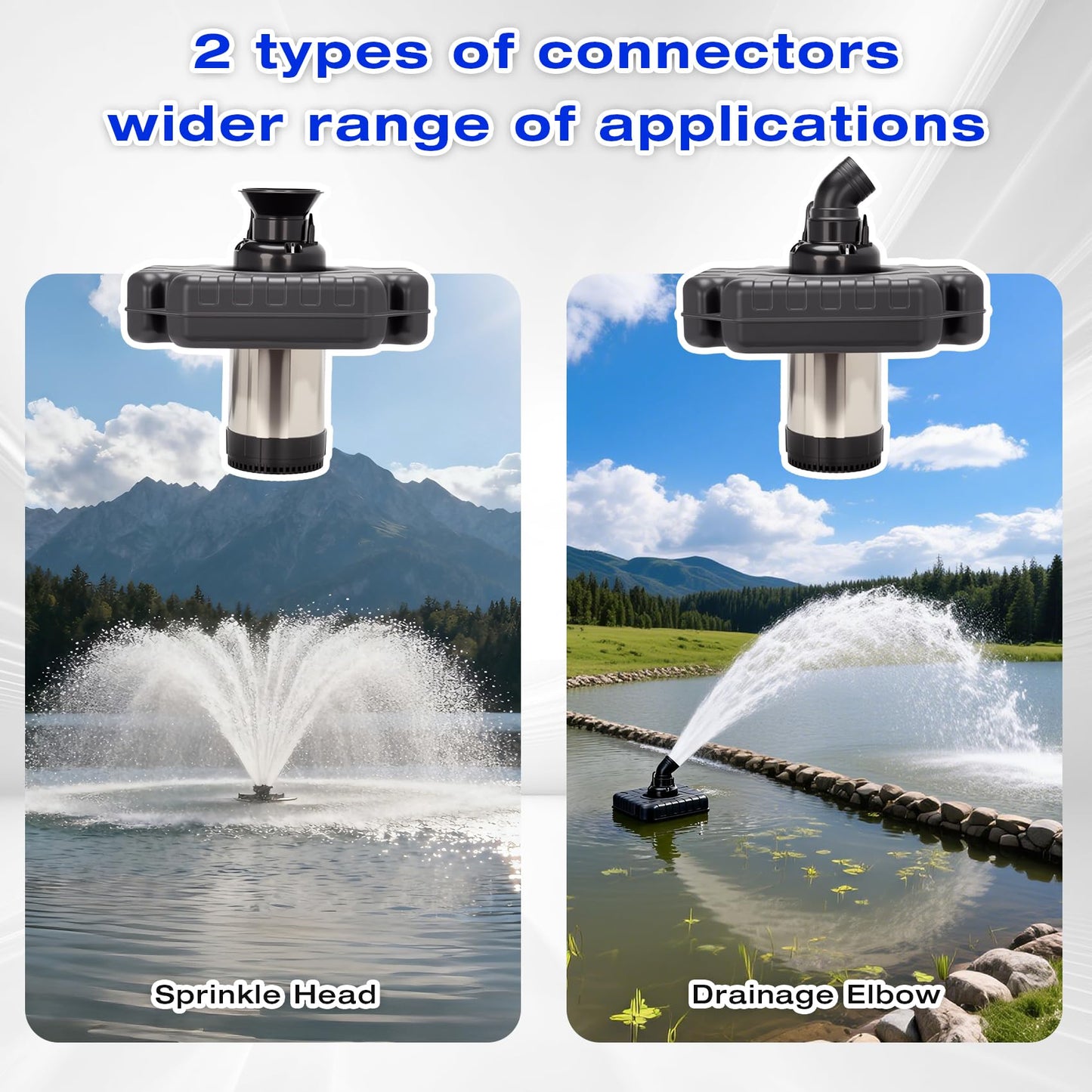 Ceelpeopar Stainless Steel Metal Pond Fountain Aerator, 1HP 110V 15000 GPH Fountain Pump, 100 FT Power Cord, Automatic Aerating Fountain Pump with Programmable Timer for Outdoor Large Ponds & Lakes