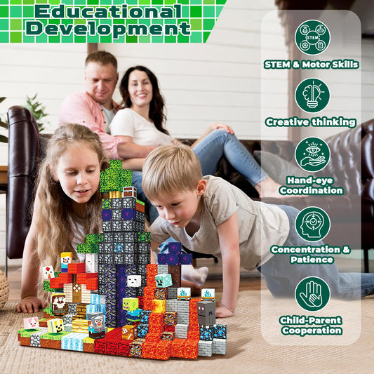 400 PCS Magnetic Blocks - Building Block for Kids, Stacking Magnet Cubes for Boys Girls, STEM Educational Montessori Magnetic Constructions Toys, Sensory Play Game Birthday Gifts Ages 3-12