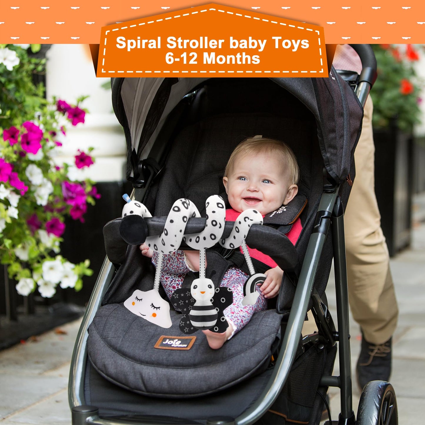FPVERA Infant Car Seat Toys for Babies 0-6 Months: Travel Baby Toy for Rear Car Seat, Adjustable Mobile Activity Arch with Music, Sensory Hanging Toy Fits SafetyCrib, Stroller