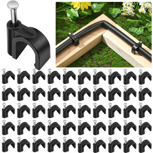 Leriton 100 Pcs Drip Irrigation 1/2" and 5/8" Tubing Mounting Clips, Firm and Easy to Install, Drip Irrigation Kit Connector, Black
