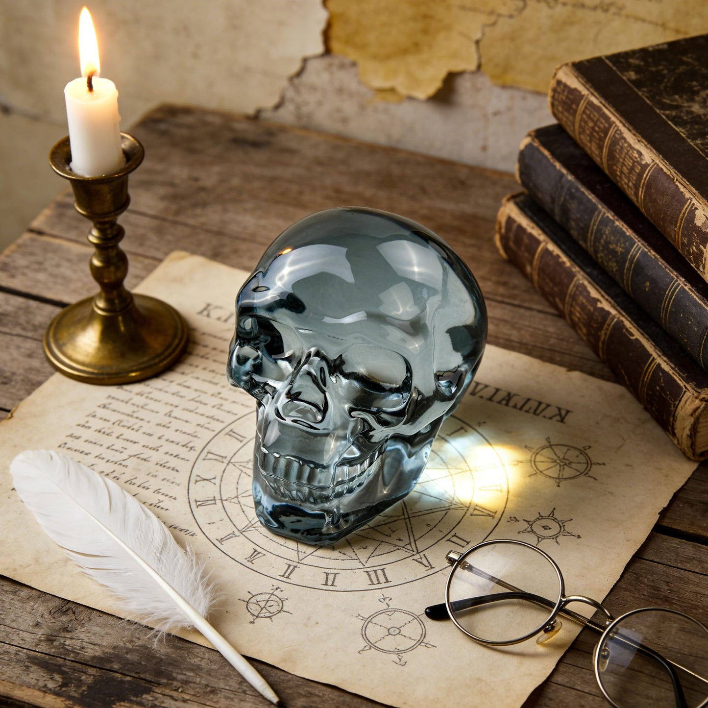 QIANCHANG Black Plating Glass Skull Figurines, Skeleton Heads Model for Day of The Dead/Halloween, Gothic Decor Skull Gifts for Women