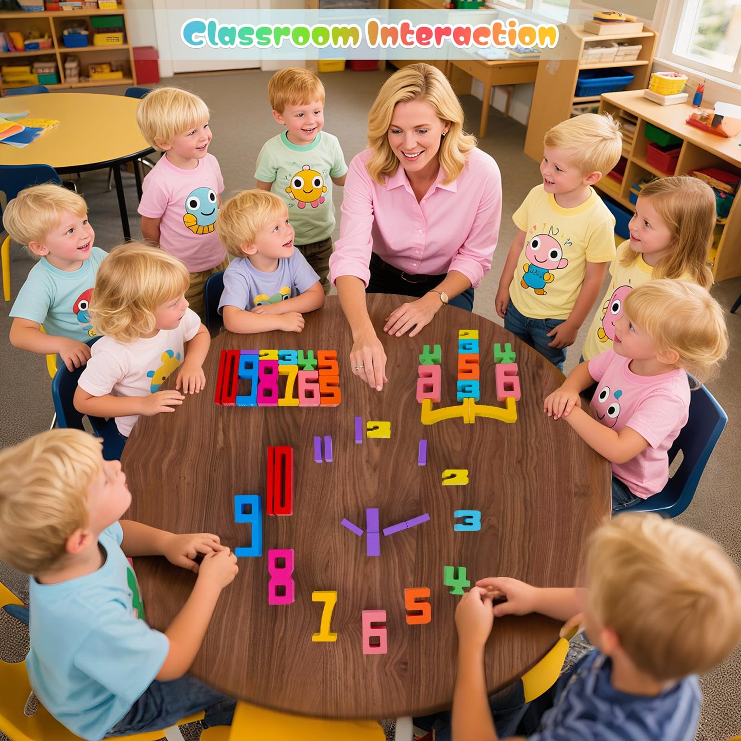 GUKAZH Educational Toys 40PCS Wooden Number Building Blocks Stacking Toys for Kids, Math Learning Tool Digital Building Blocks 1-10, Birthday Christmas Halloween Party Favors for Boys Girls