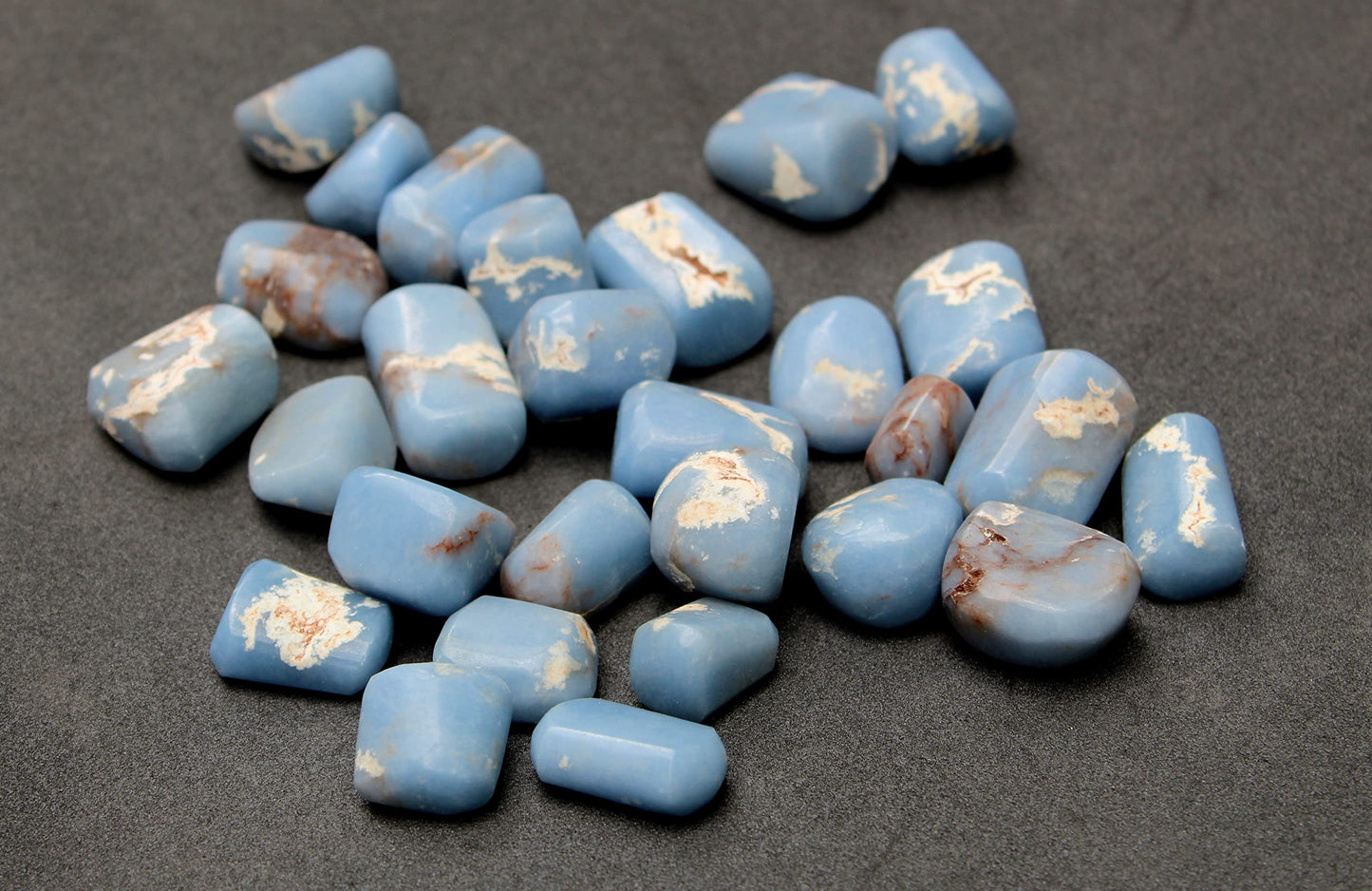 Jet Unique Authentic ANGELITE Tumbled Stone Approx 075 to 1 inch Long Gemstone Healing Chakra Balancing Power Gift (3 Piece)