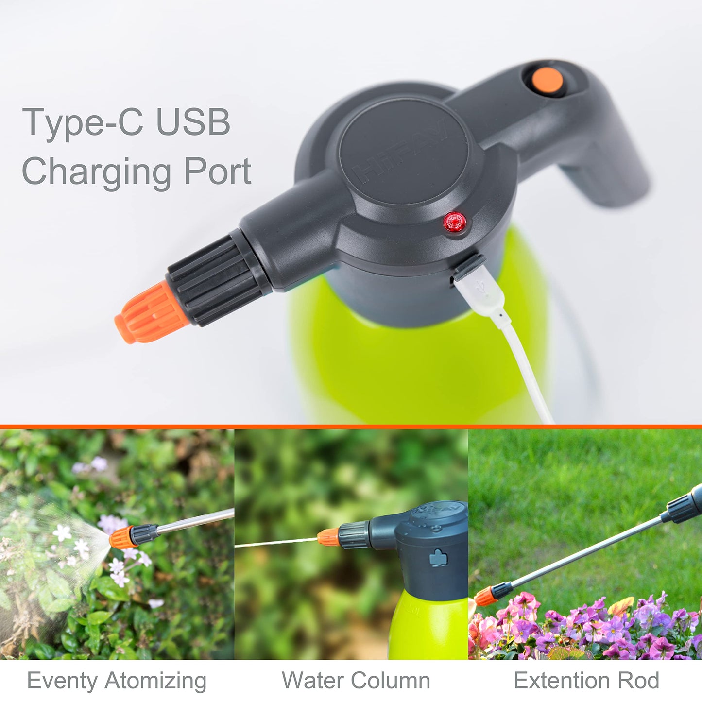 HIFAY ES2-PRO Electric Spray Bottle 2L/0.5Gallon, Rechargeable Battery Powered Sprayer Spray 60 Bottles On a Single Charge, Automatic Plant Mister，Pump Sprayer,Indoor Watering Can for Plants