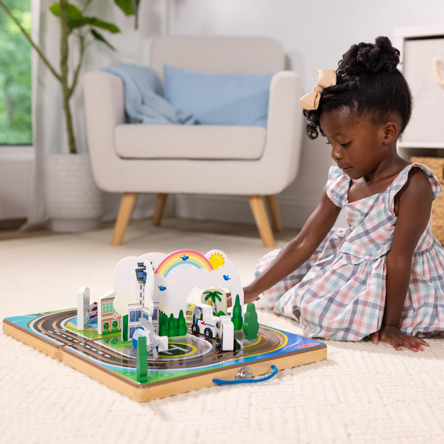Melissa & Doug Take-Along Airport Play Set, Vehicles, Built-in Tracks for Boys and Girls Ages 3+ - FSC-Certified