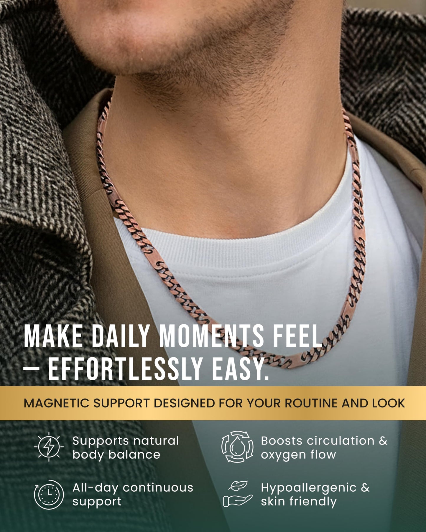 MagnetRX® Copper Magnetic Necklace - Effective Necklace for Men and Women - 99.9% Pure Copper Necklaces Chain with Magnets (24.0 Inches)
