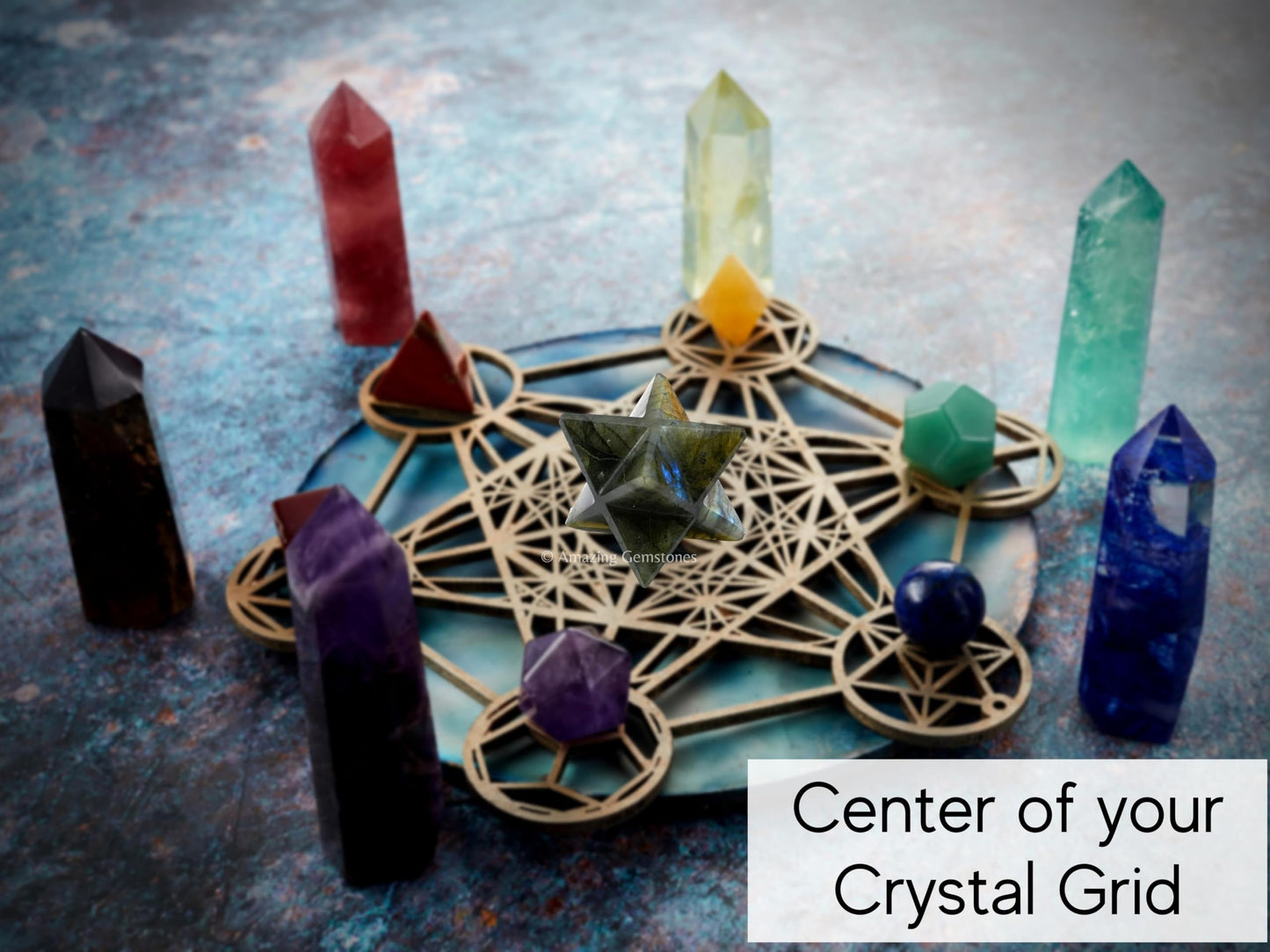 Amazing Gemstone Labradorite Merkaba Crystal - 1.5 Inches Metaphysical Merkaba Star for Meditation - Energetic Tetrahedron Crystal and Healing Stones for Spiritual Growth and Healing (35-40mm)