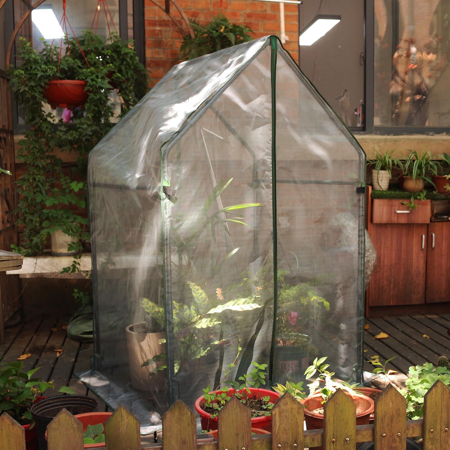 Gardzen Mini Greenhouse with Mesh Cover, Portable Outdoor Greenhouse, Enhanced Ventilation, Ideal for Spring, Summer & Fall 36.2"(L) x36.2(W) x59.5(H)