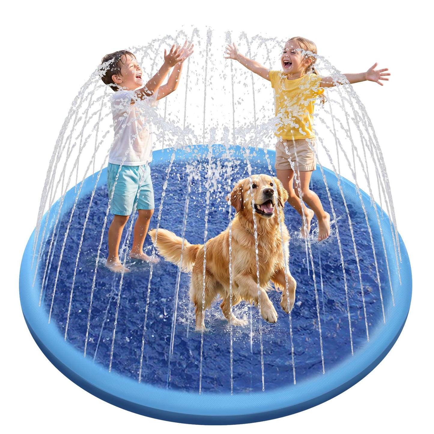 Raxurt Splash Pad, Anti-Slip Splash Pad for Kids Dogs Thickened 0.58mm Dog Pool Toddler Splash Sprinkler Pad Baby Summer Outdoor Water Toys for Boys Girls