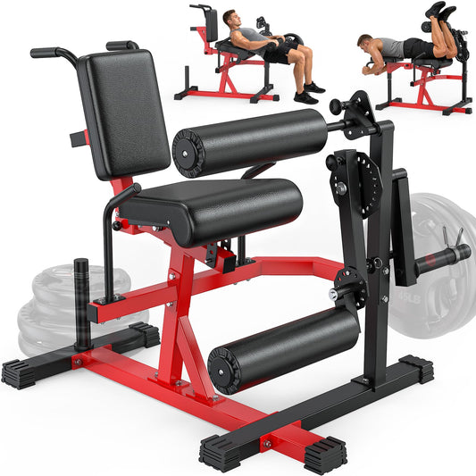 XDDIAS Leg Extension and Curl Machine, Adjustable Seated/ Lying Leg Exercise Machine for Home Gym, 1000LB Plate-Loaded Leg Workout Equipment with Thigh Hold-Down Pad, Extended Sleeve Fit 1''/2'' Plate