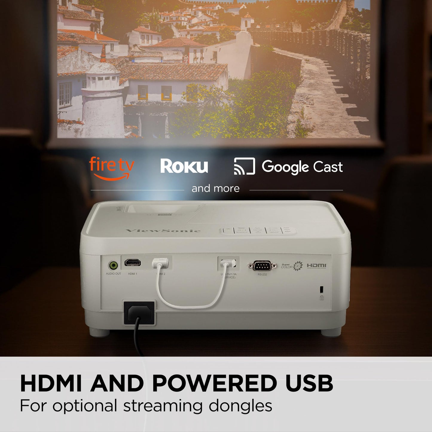 ViewSonic PX700HDH DLP 1080p Projector with 3700 Lumens, Supercolor, 1.1x Optical Zoom, 22000:1 Contrast Ratio, Dual HDMI, and Vertical Keystone for Home Theater