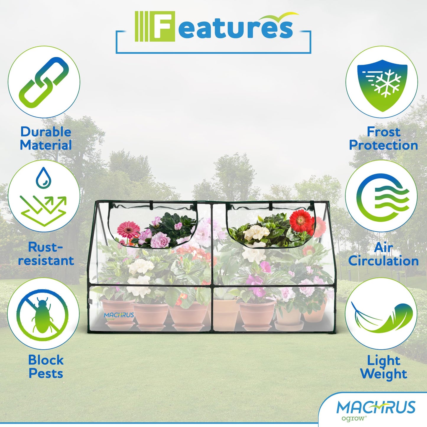 Ogrow Compact Garden Cloche, Mini Greenhouse, Seed Starter Plant Protector, Indoor and Outdoor Use, Portable Growing Dome for Herbs, Flowers, Vegetables, Clear Cover