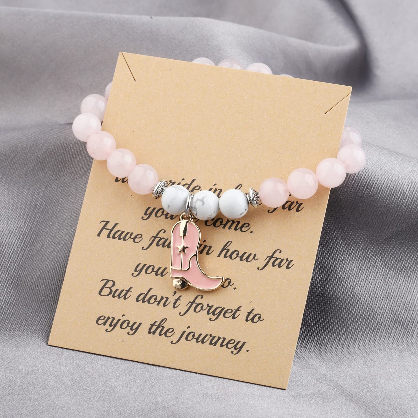 FUSTMW Cowgirl Boot Bracelet Horse Lovers Equestrian Gift for Horse Rider Owners Cowgirl Jewelry for Women (Pink Bracelet)