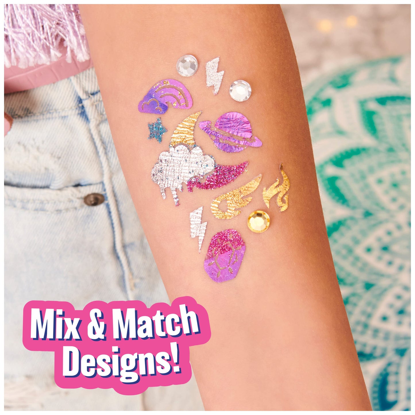 Cool Maker, Shimmer Me Body Art with Roller, 4 Metallic Foils and 180 Designs, Temporary Tattoo Kids Toys for Ages 8 and up