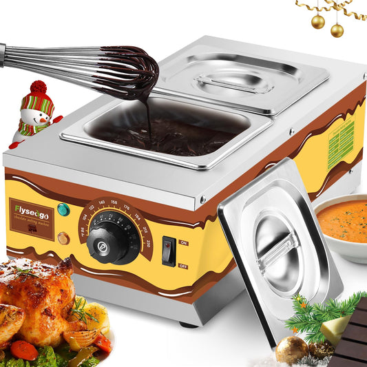 Flyseago Chocolate Tempering Machine Upgrade Professional Chocolate Melter Food Warmer 9lbs 2 Tanks Capacity Chocolate Melting Machine 86-230℉ with Lids Candle Making Machine Commercial Home Use