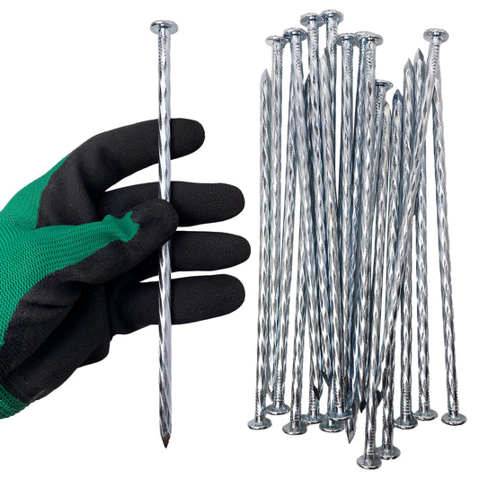 Artificial Turf Stakes Galvanized Spiral Landscape Spikes 8IN Weed Barrier Fabric Stakes for Paver Edging, Gardening Lawn Edging, Carpentry and More (55 PC)
