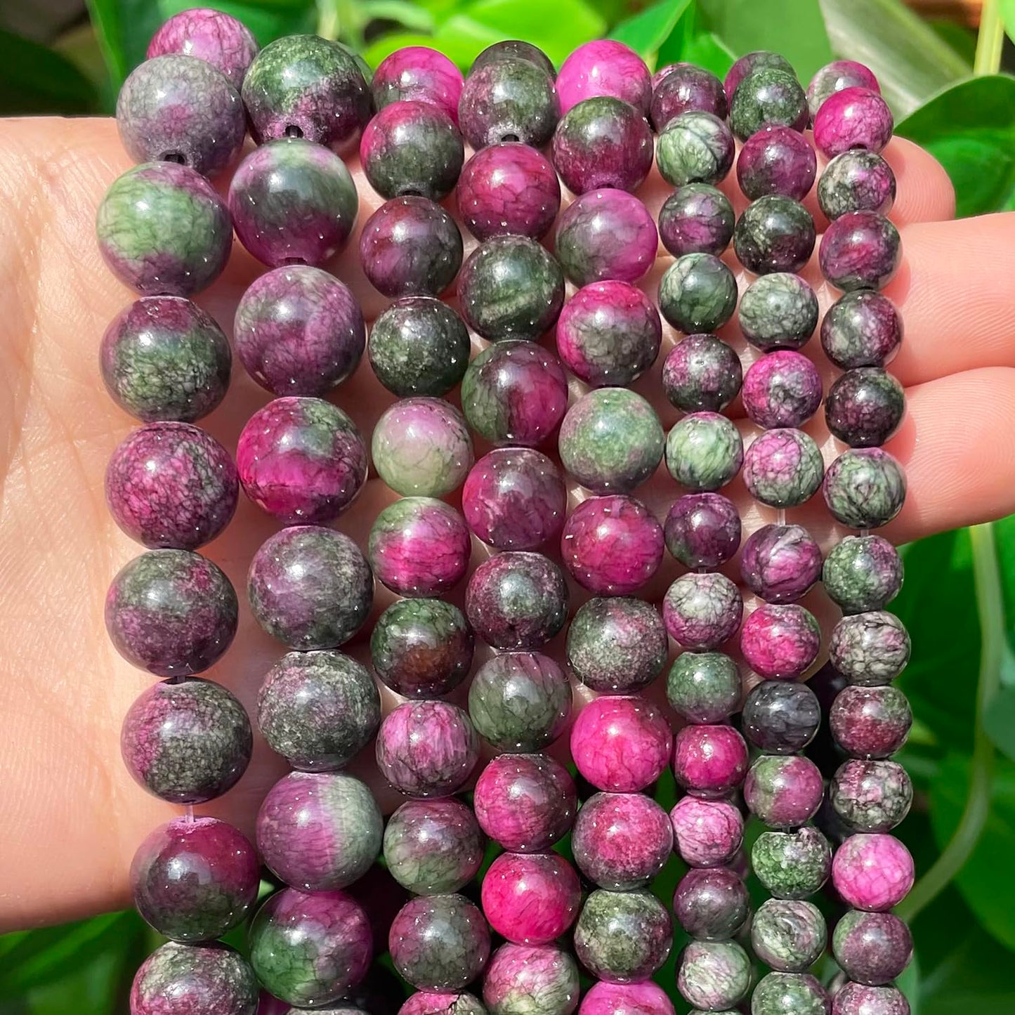 Yochus 50pcs 8mm Mixed Persian Jade Energy Healing Round Bulk Gemstone Beads for Jewelry Making Bracelet Necklace Earring DIY