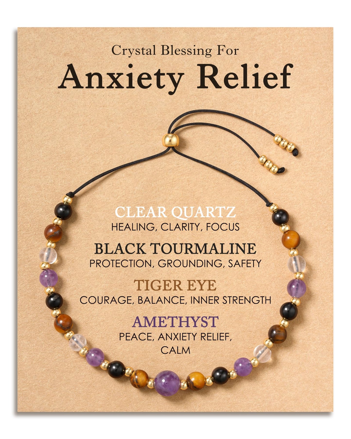 Worry Stones Anxiety Relief Items Fidget Bracelet Healing Crystals Spiritual Sensory Mood Strength Jewelry, Calming Holistic Crystal Gifts Purple Gemstone Bracelets for Women Teen Daughter Sister