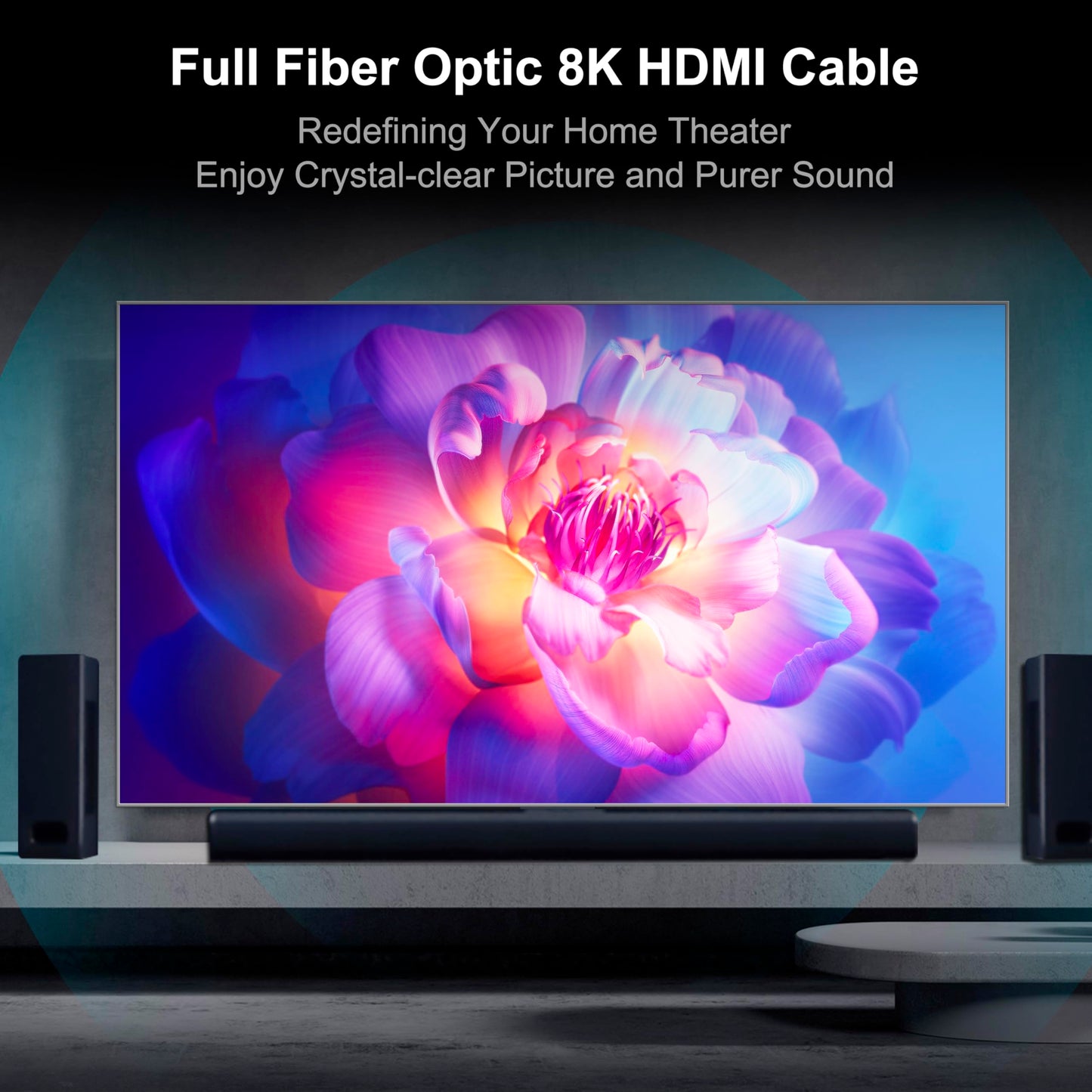 RUIPRO 8K Detachable Full Fiber Optic Armored HDMI 2.1 Cable 33FT, Ultra High Speed 48Gbps, Support 8K@60Hz 4K@120Hz, Dynamic HDR, eARC, Compatible with PS5/Xbox/Blu-ray/TV/Monitor/Projector