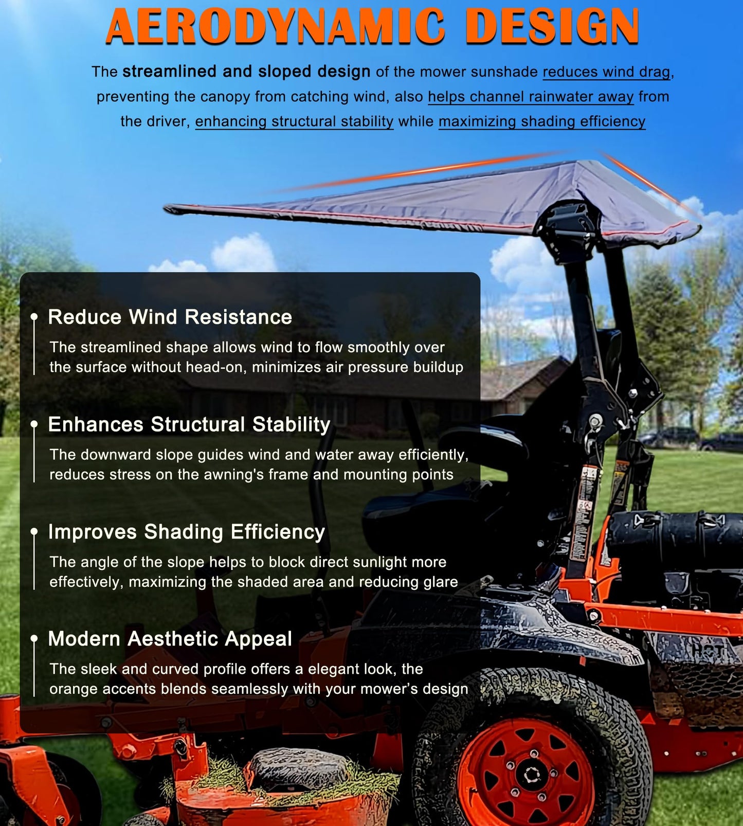 596542901 Riding Lawn Mowers Sun Shade - Heavy Duty Riding Mower Sun Canopy Perfectly Fits for Husqvarna Zero Turn Lawn Mowers with ROPS Bars Z448, Z454, Z460, Z454XS, Z460XS and More