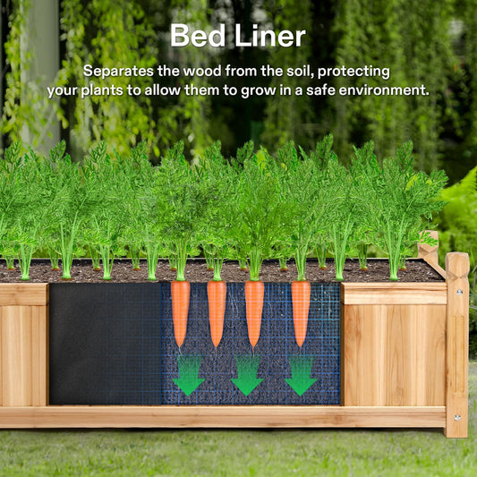VIVOSUN 3.6 x 1.3Ft Wooden Raised Garden Bed, 43.5 x 16 x 14 Inches, Outdoor Wood Planter Box with Screwdriver and a Liner for Garden, Patio, Balcony, Backyard and Outdoors, 2Pcs