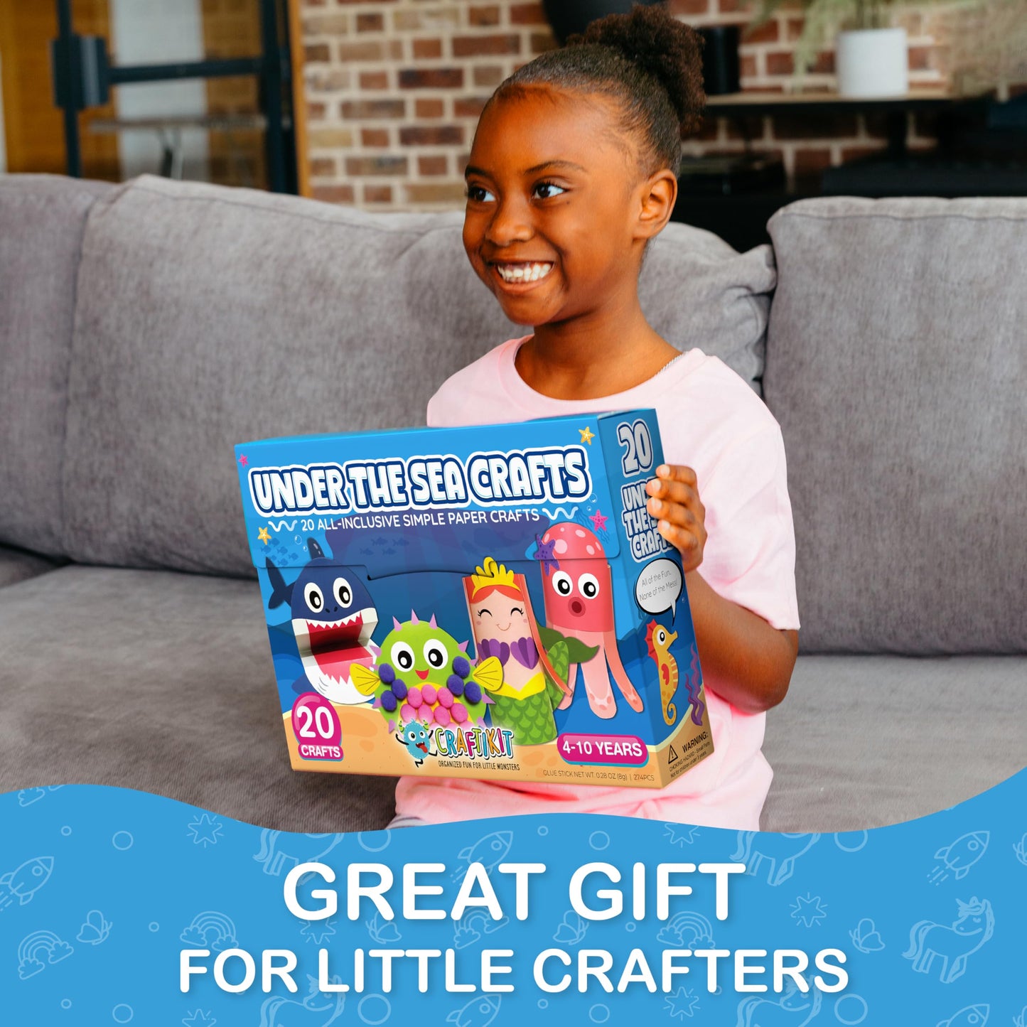 Craftikit® 20 Under the Sea Arts & Crafts Kits for Kids – Mermaid & Sea Animal Paper Crafts for Girls & Boys Ages 4-10 – Preschool Art Supplies & Toddler Craft Set