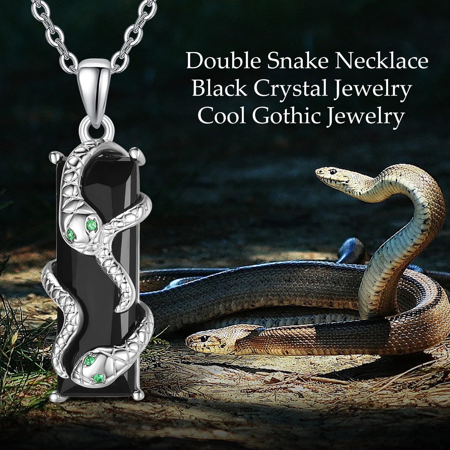 AENEAS Double Snake Necklace for Women 925 Sterling Silver Crystal Snake Pendant Cool Jewellry for Women Men