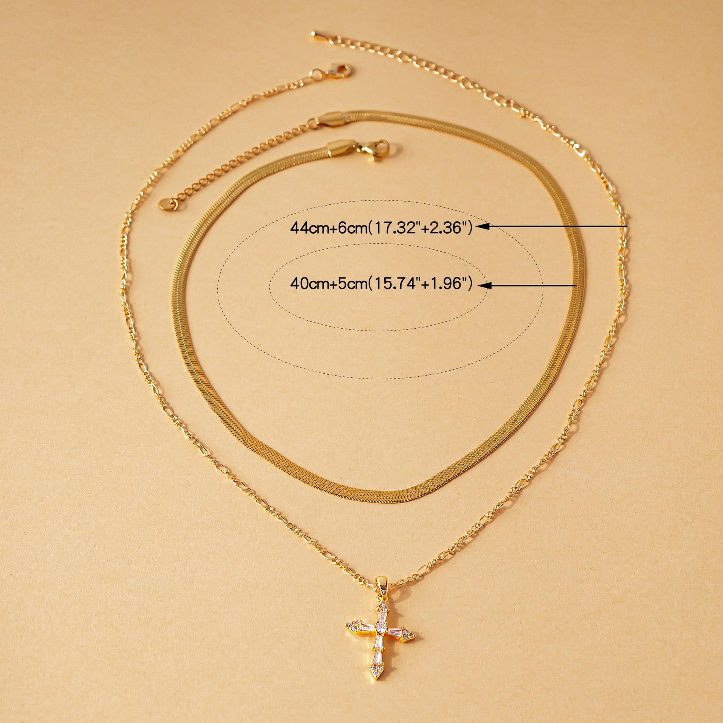 ANDKISS Layered Cross Necklace for Women - Dainty 14K Gold Plated Stacked Necklaces Trendy Snake Chian Cross Pendant Necklace Jewelry Gifts Christmas Women