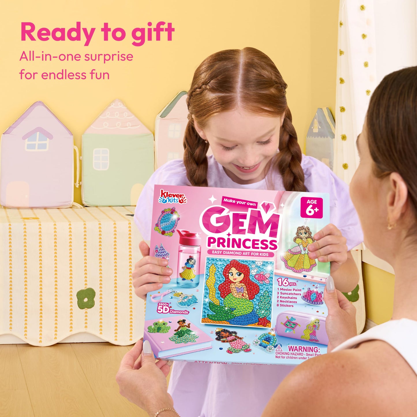 Klever Kits 16 Projects Gem Princess for Kids, Make Your Own Diamond Gem Painting Kit, Arts and Crafts for Girls Ages 6-12, Gem Craft Activities Kits, Premium Art Gift Ideas for Girls Ages 6, 7, 8+