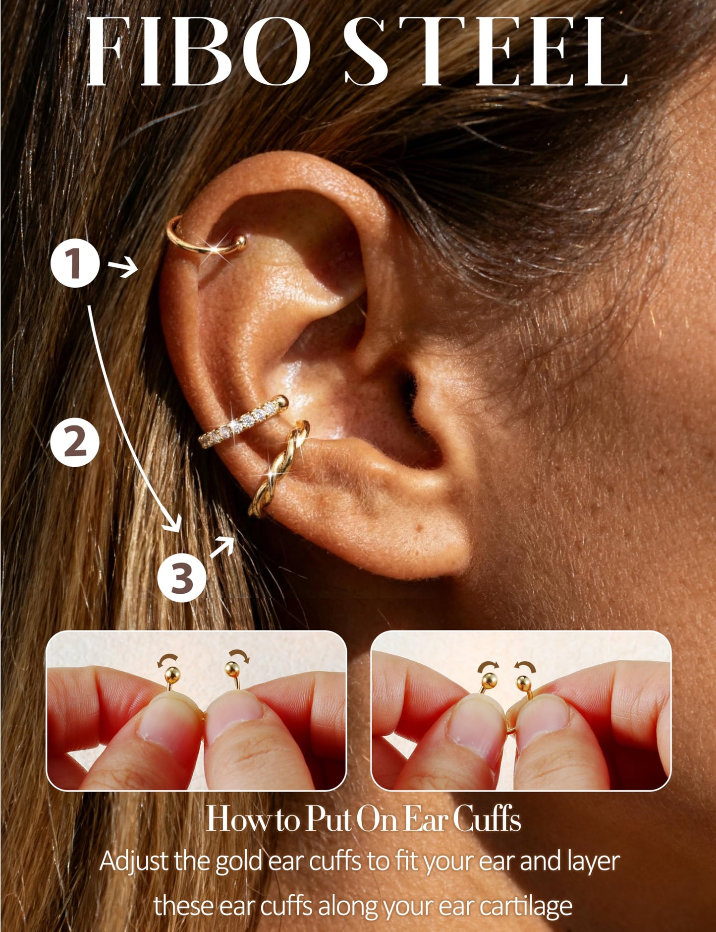 9PCS Ear Cuff Earrings for Women Non Piercing 14K Gold Plated - Hypoallergenic Adjustable Ear Cuffs Trendy Non Tarnish Clip on Cartilage Fake Earring Stacks Wrap Jewelry