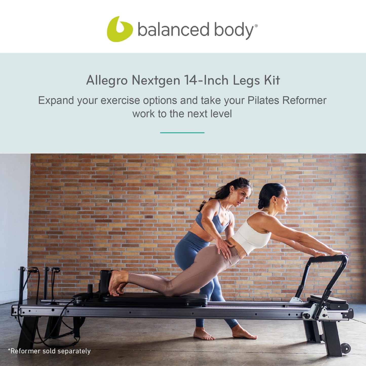 Balanced Body Allegro Nextgen 14-Inch Retrofit Leg Kit, Pilates Machine Accessory for Additional Exercise Options