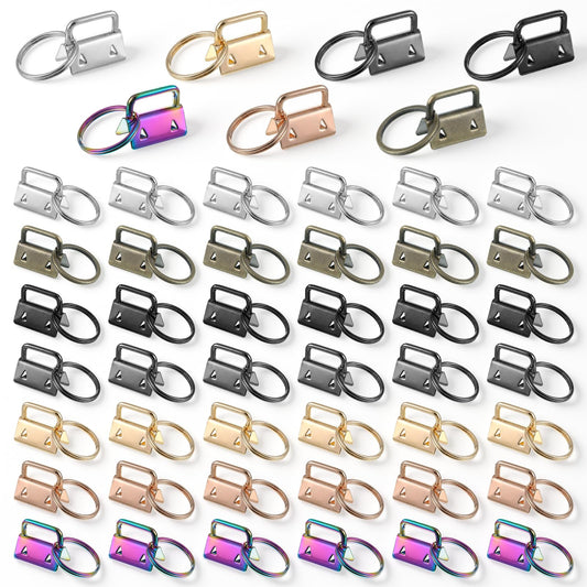 35Pcs Keychain Clamps with Split Rings, 1 Inch Key Fob Hardware Keychain with Rings, 7 Colors Wrist Key Chain Wristlet Sets, Wristlet Keychains Hardware for Lanyard, Crafts DIY Supplies for Gift