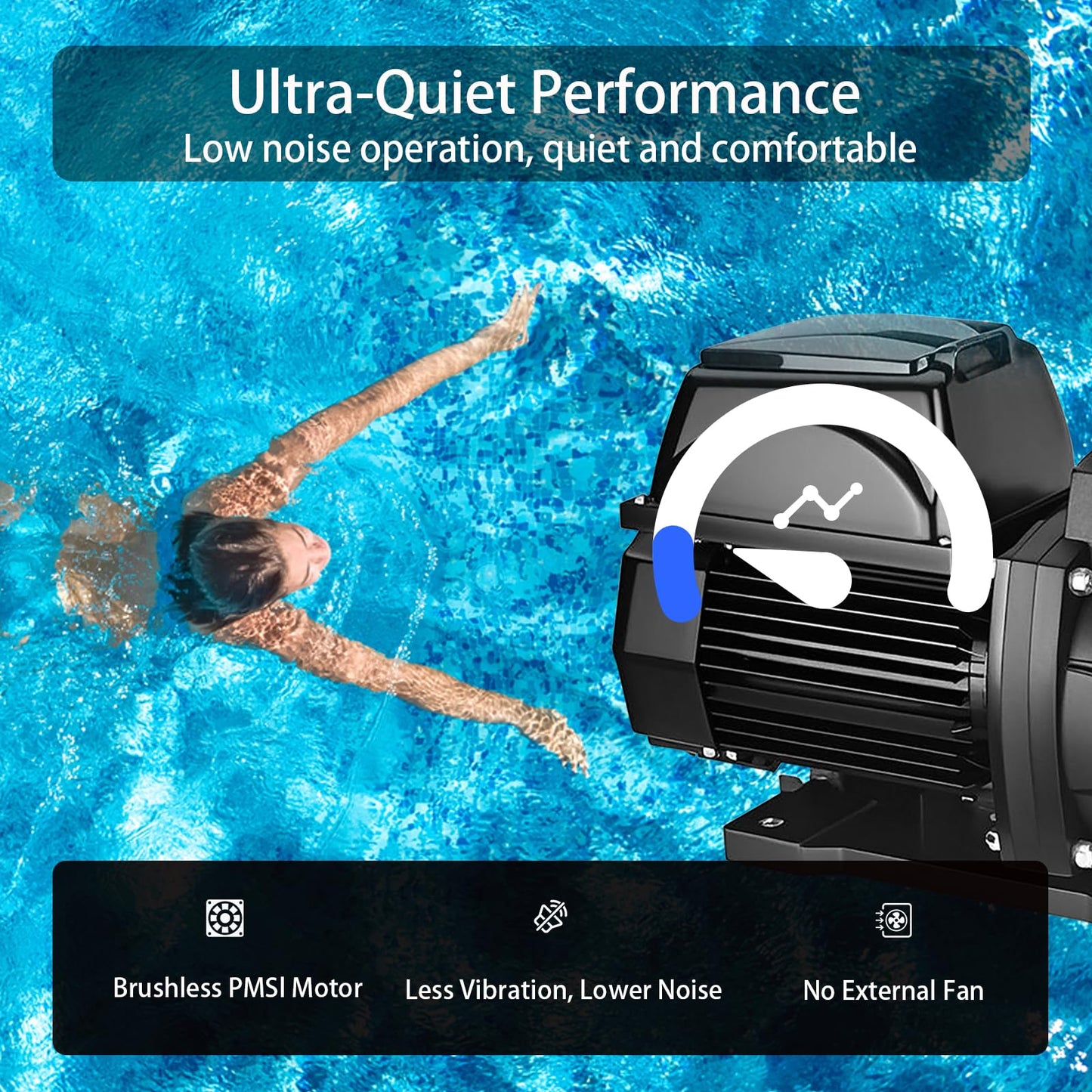 Rinoson Smart Variable Speed Pool Pump, 1.5HP – App Remote Control, Energy-Saving, Ultra-Quiet, 110-120V, In/Above Pool Pump with Filter Basket, 2-Year Limited Warranty
