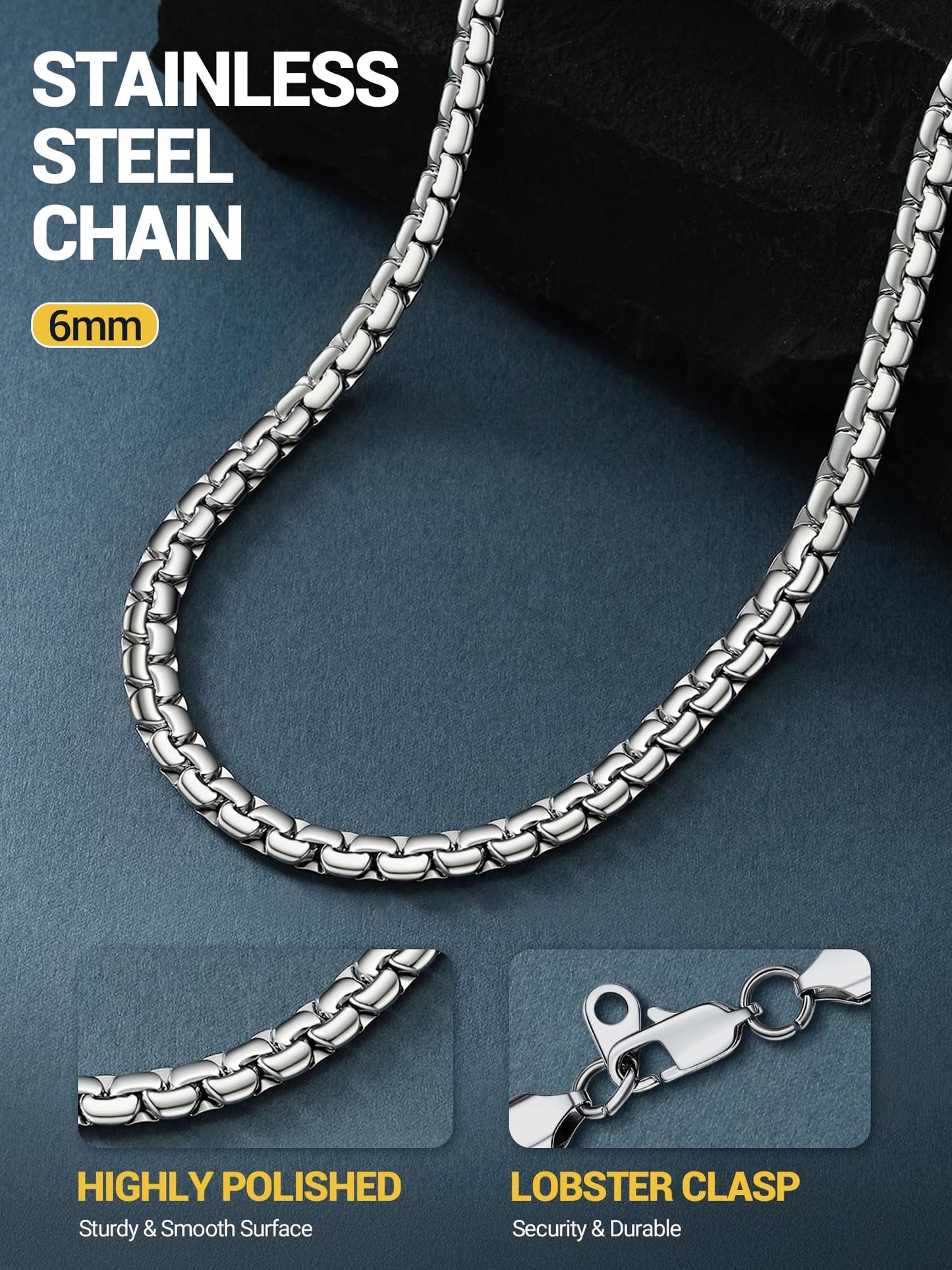 PROSTEEL Stainless Steel Chain Necklace Men Jewelry Flat Chain Trendy Layering Layered Long Necklace
