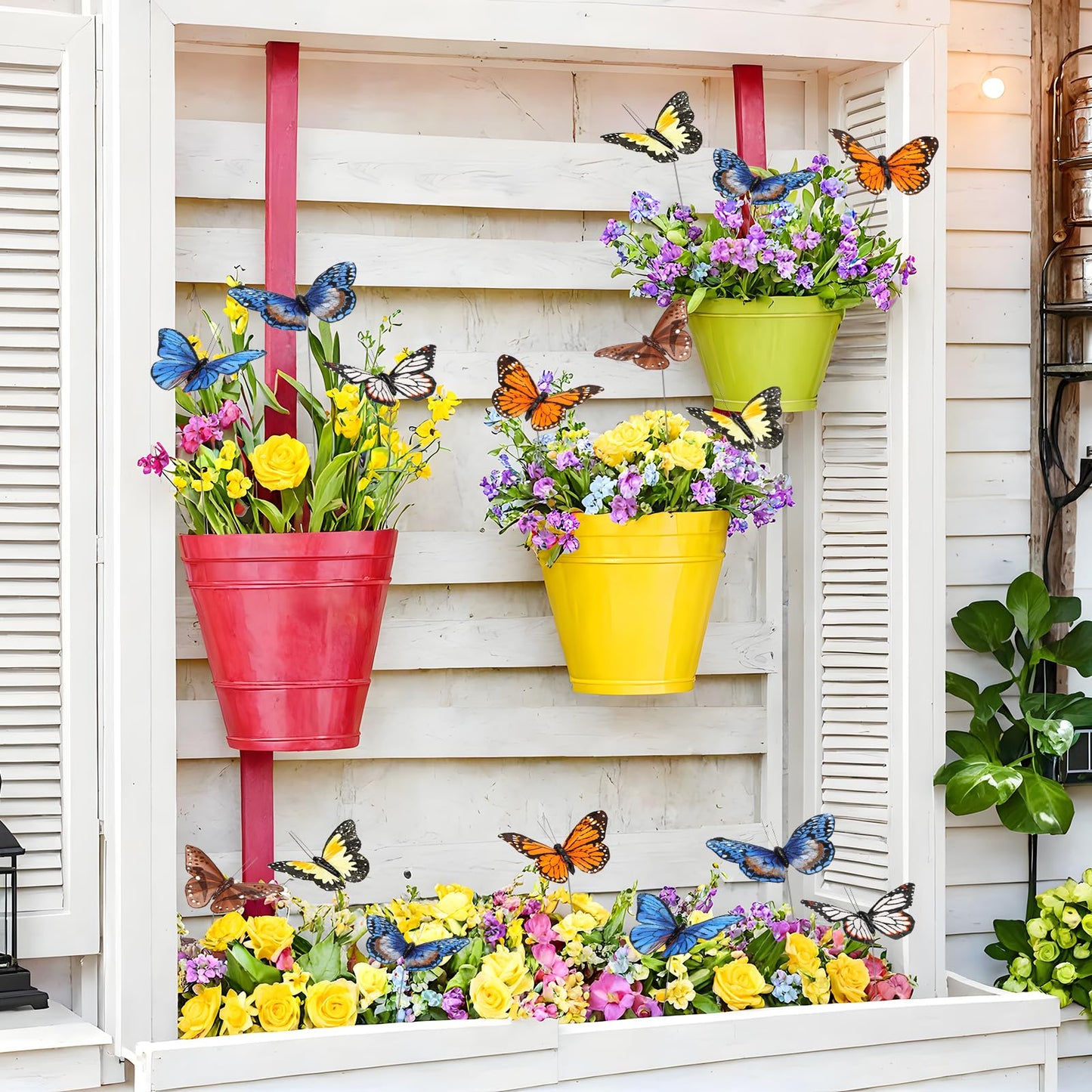 Butterfly Floral Picks Flower Arrangements Decoration 3D Artificial Feather Butterflies for Crafts Monarch Butterfly Decorations Fake Butterflies on Picks Bouquets for Garden Stakes Wall Decor