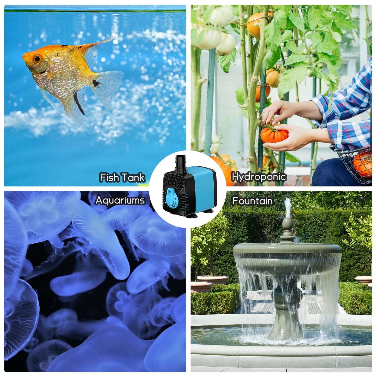 POPOSOAP 160GPH Submersible Water Pump, 5.5ft High Lift Aquarium Water Pump 12W AC 110V, Ultra Quiet Fountain Pump for Fish Tanks Pond Pump Waterfalls Fountains Aquarium